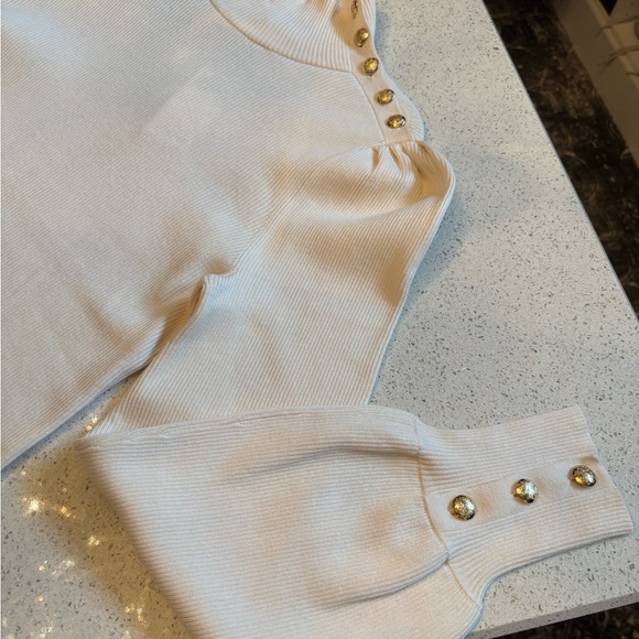 Lauren Ralph Lauren Cream Sweater with Gold Buttons - Picture 8 of 8